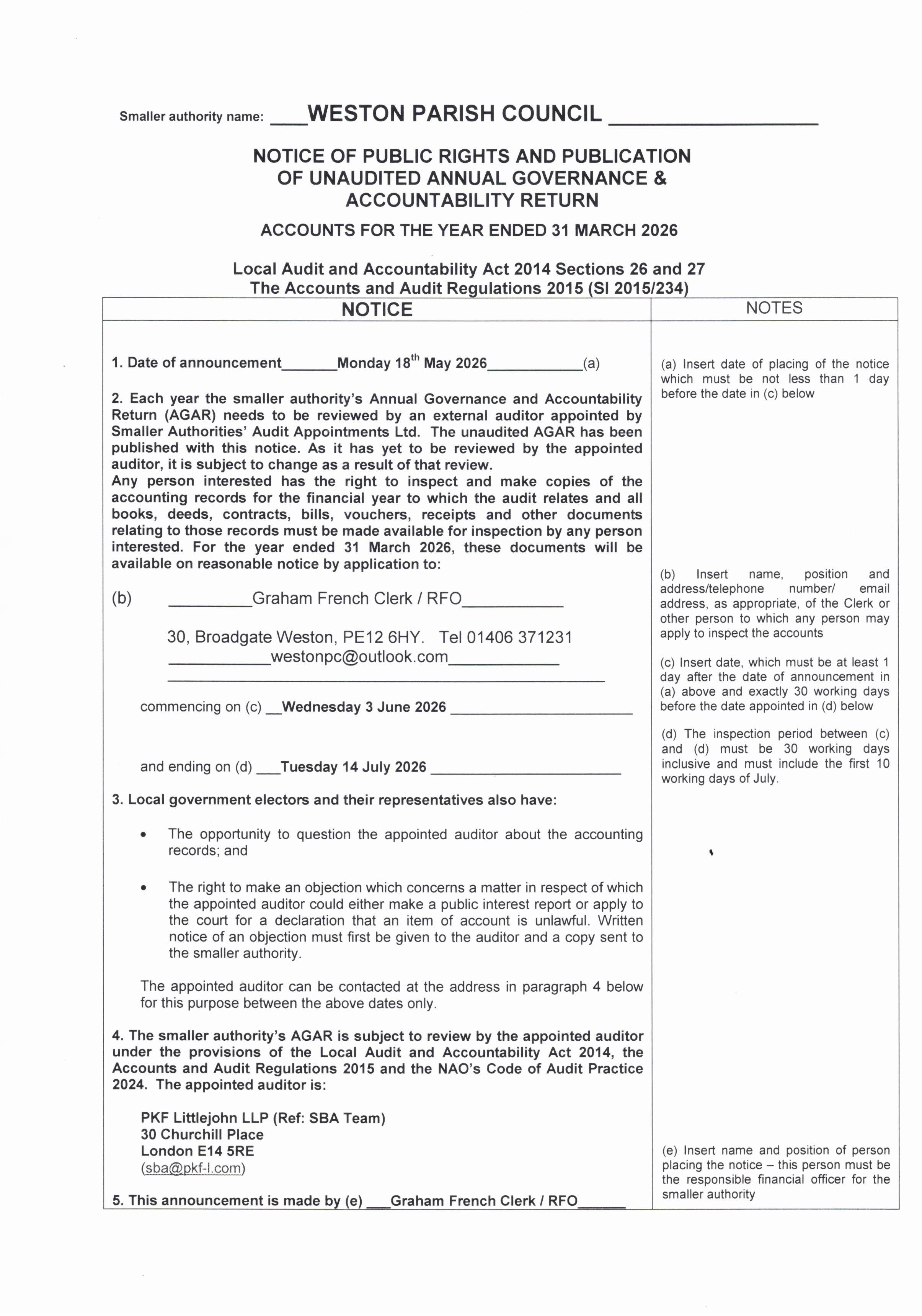 Notice Of Public Rights 2025/26